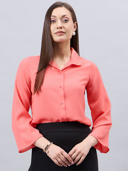 Style Quotient Women Peach Solid Regular Fit Shirt