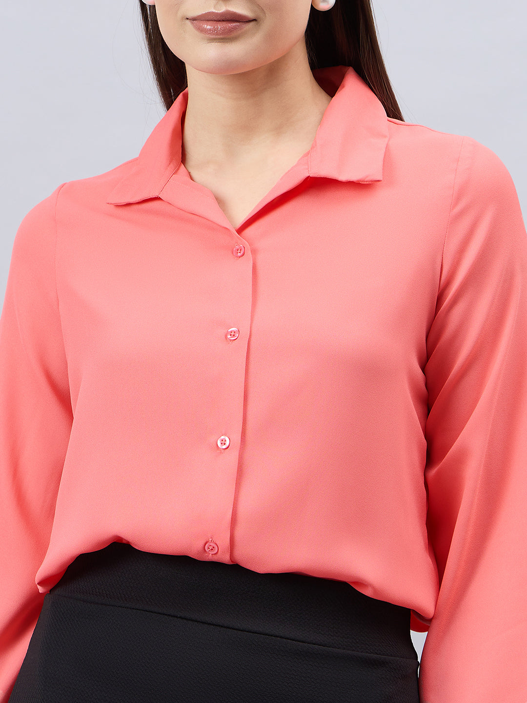 Style Quotient Women Peach Solid Regular Fit Shirt