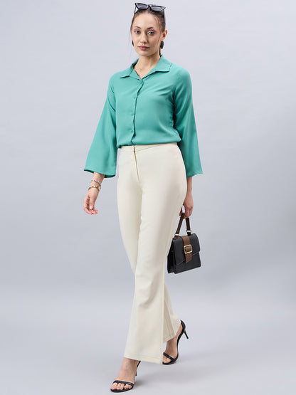 Style Quotient Women Teal Solid Regular Fit Shirt