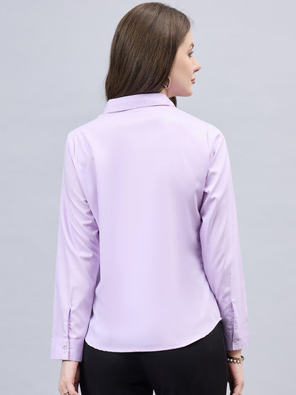 Style Quotient Women Solid Lilac Chambrey Regular Formal Shirt