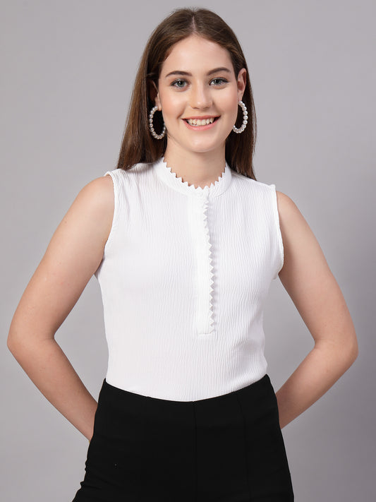 Style Quotient Women White Sleeveless Top