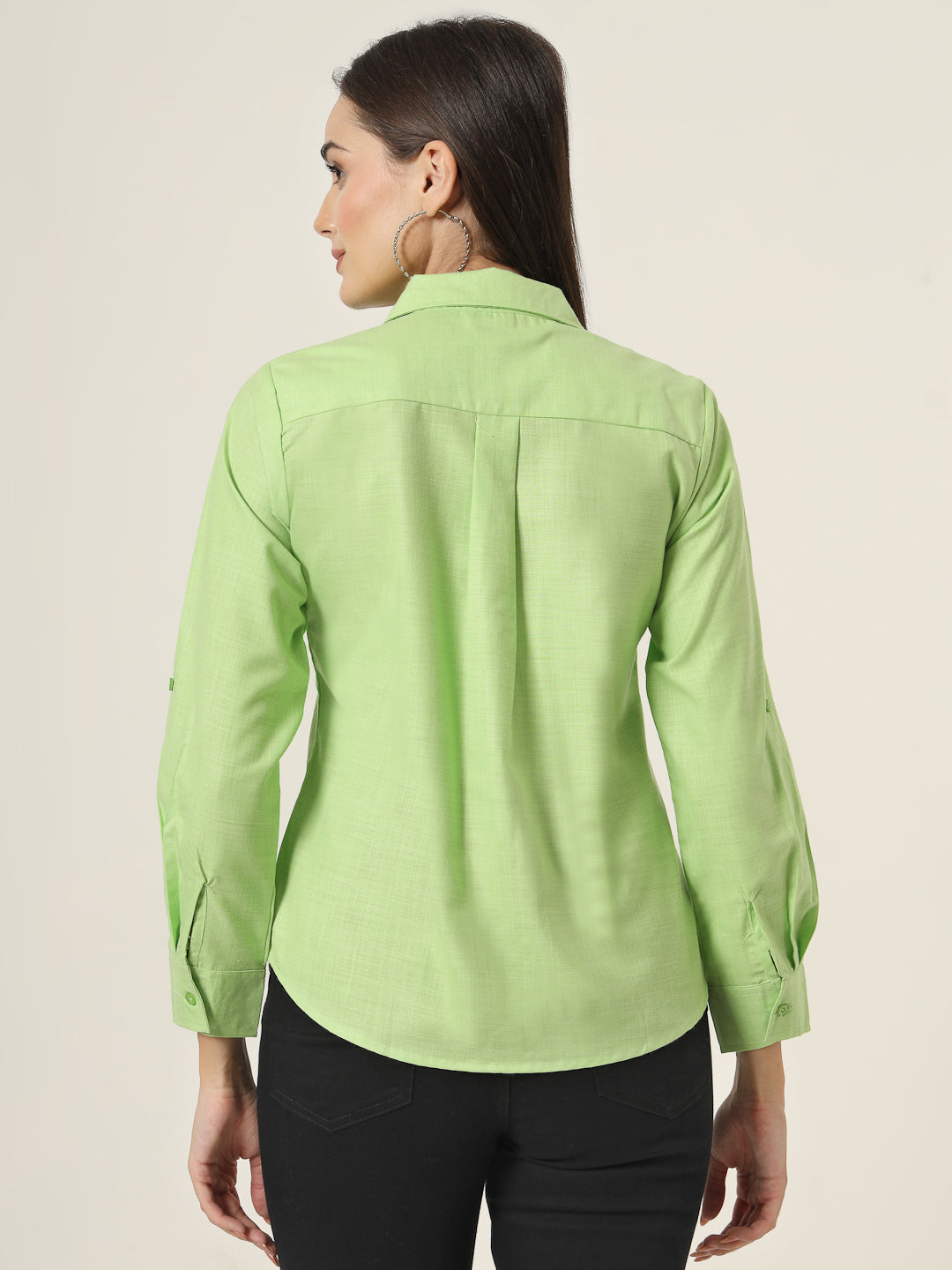 Style Quotient Women Green Solid Double Pocket Shirt