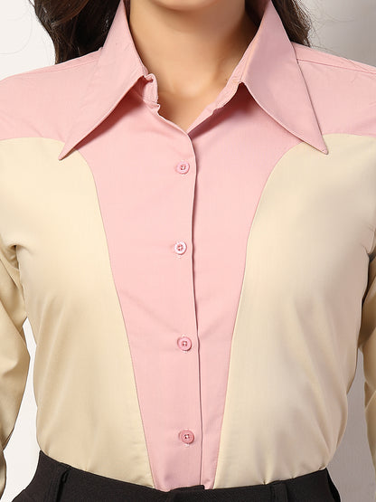 Style Quotient Women ColourBlock shirt with Collar and Long sleeves.