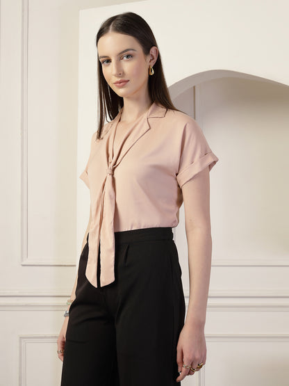 Style Quotient Women Solid Nude Regular Fit Formal Top