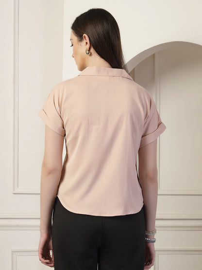 Style Quotient Women Solid Nude Regular Fit Formal Top