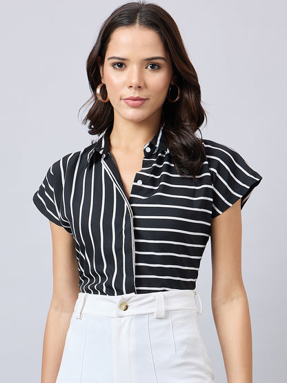 Style Quotient Women Stripe Short Sleeve Shirt