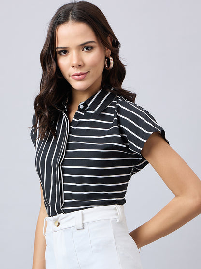 Style Quotient Women Stripe Short Sleeve Shirt