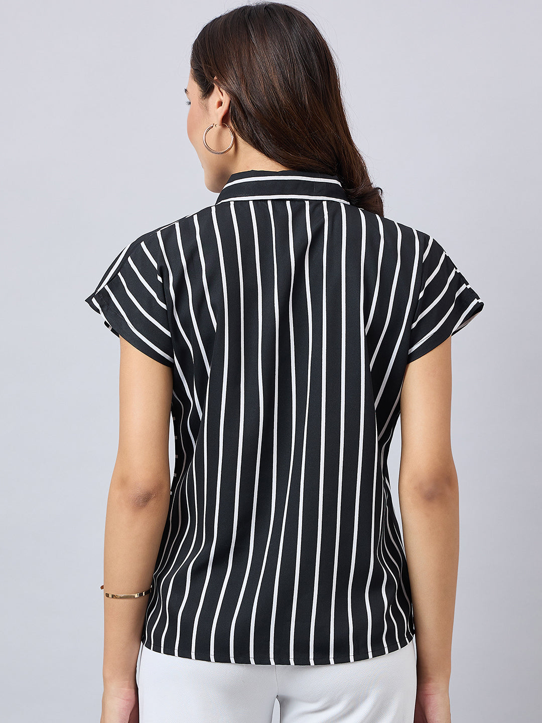 Style Quotient Women Stripe Short Sleeve Shirt