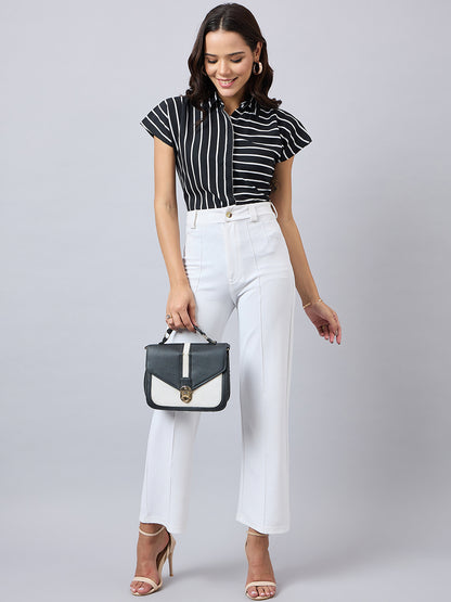 Style Quotient Women Stripe Short Sleeve Shirt