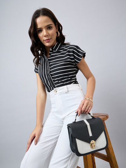 Style Quotient Women Stripe Short Sleeve Shirt