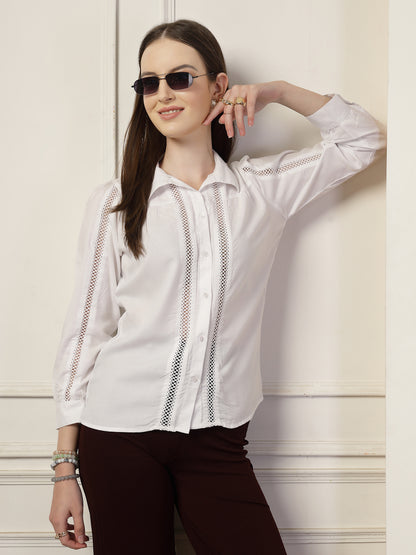Style Quotient Women White Relaxed Shirt