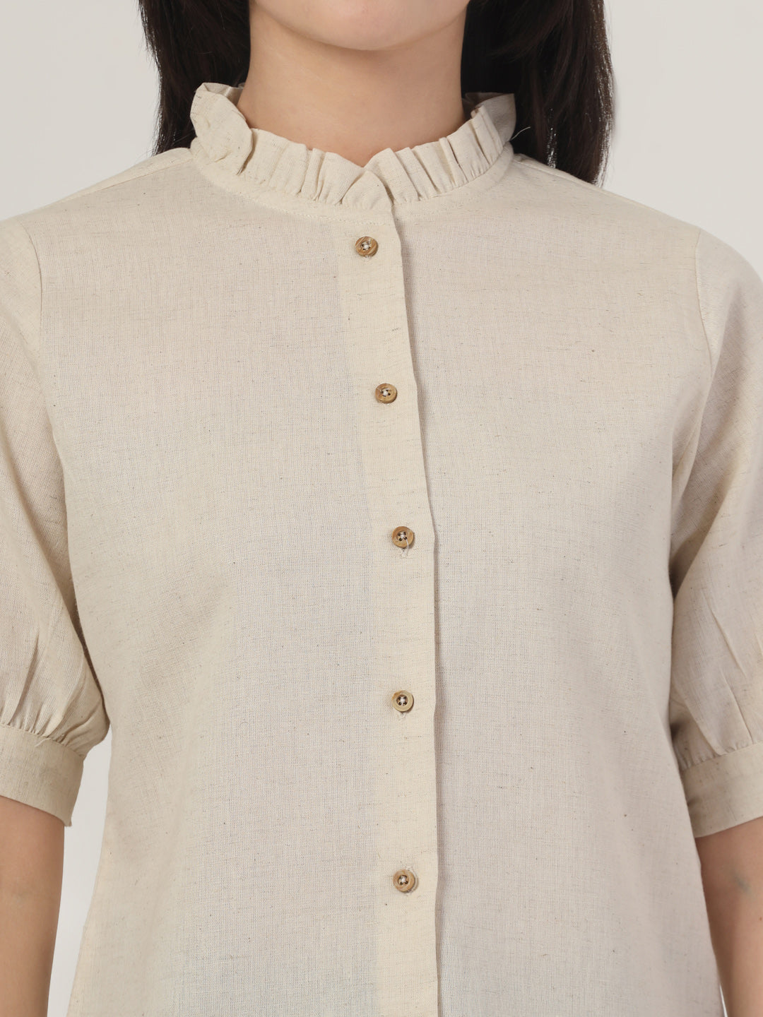 Style Quotient Women Solid Beige Regular Fit Flex  Formal Shirt