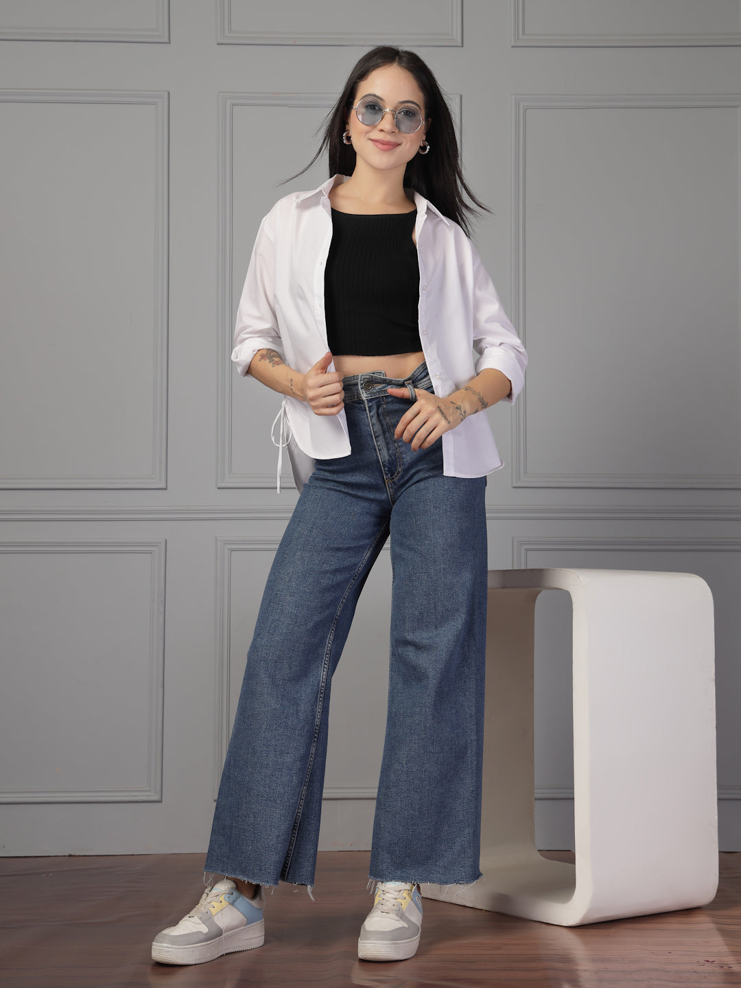 Style Quotient Women Solid White Polycotton Formal Relaxed Fit Shirt