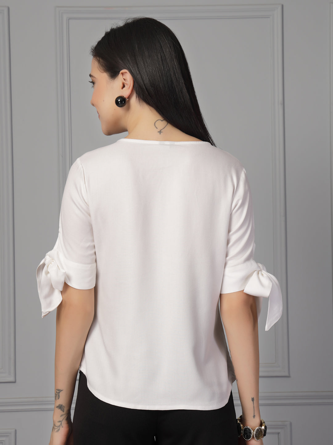 Style Quotient Women White Regular Fit Formal Rayon Top