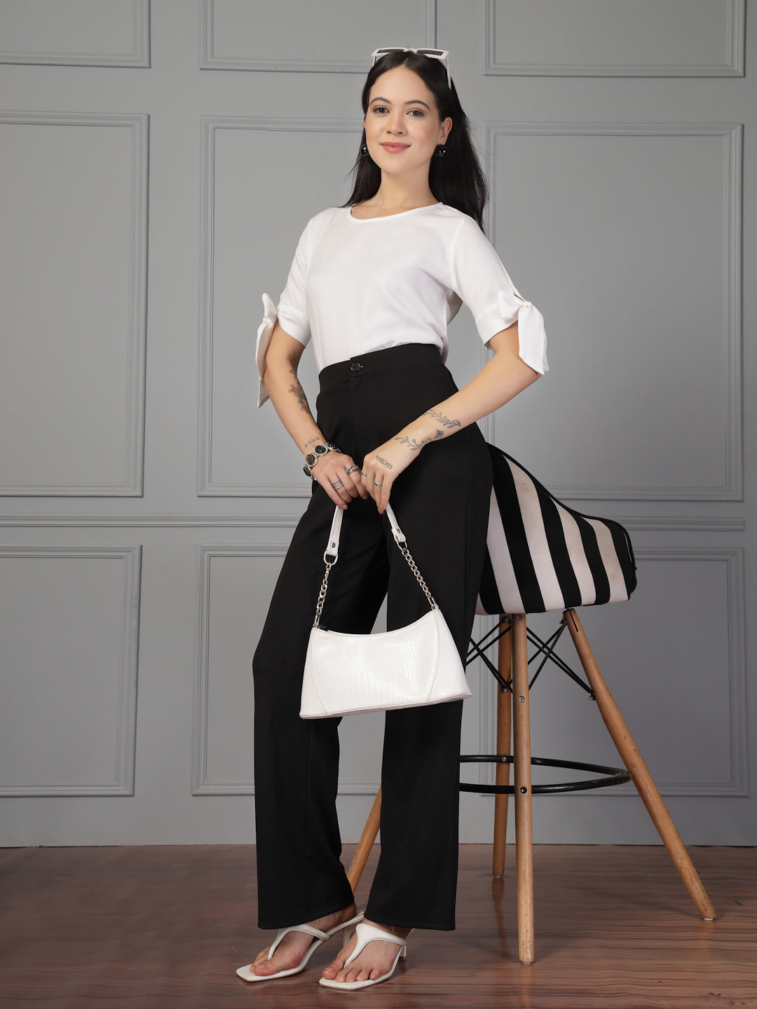 Style Quotient Women White Regular Fit Formal Rayon Top