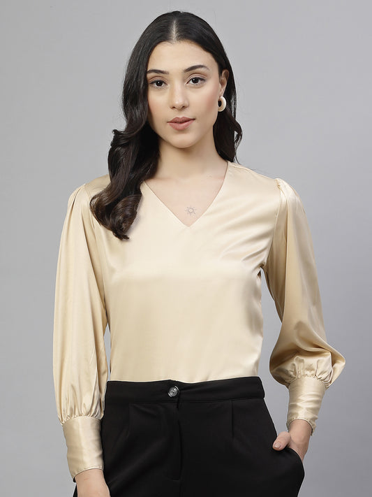 Style Quotient Women champagne Stain Top