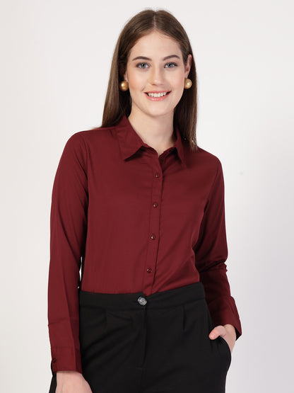 Style Quotient Women Maroon formal shirt