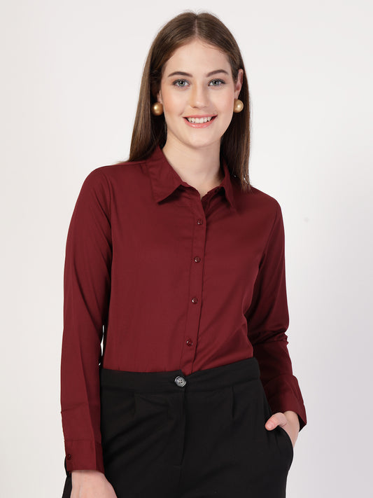 Style Quotient Women Maroon formal shirt