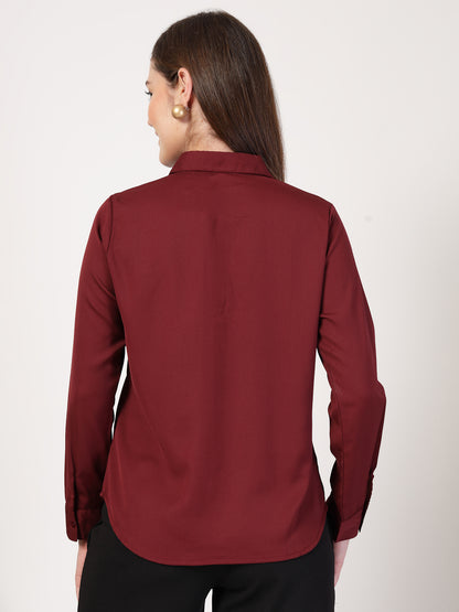 Style Quotient Women Maroon formal shirt