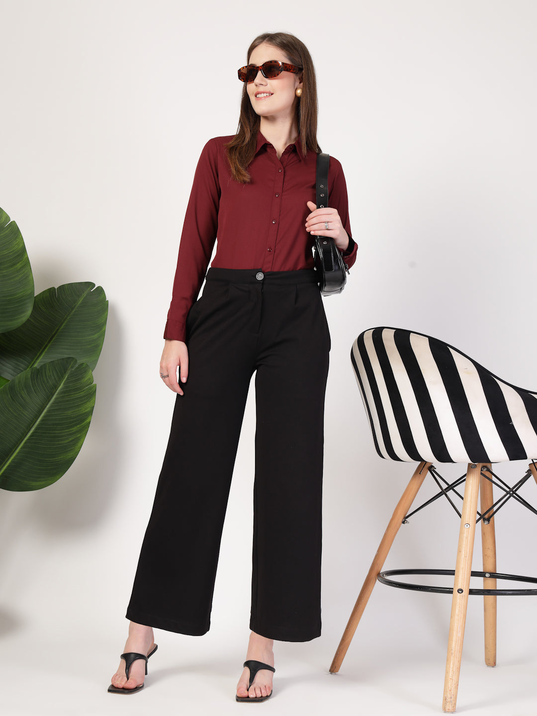 Style Quotient Women Maroon formal shirt