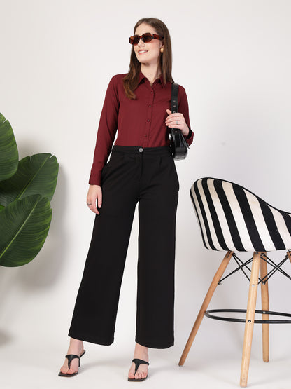 Style Quotient Women Maroon formal shirt