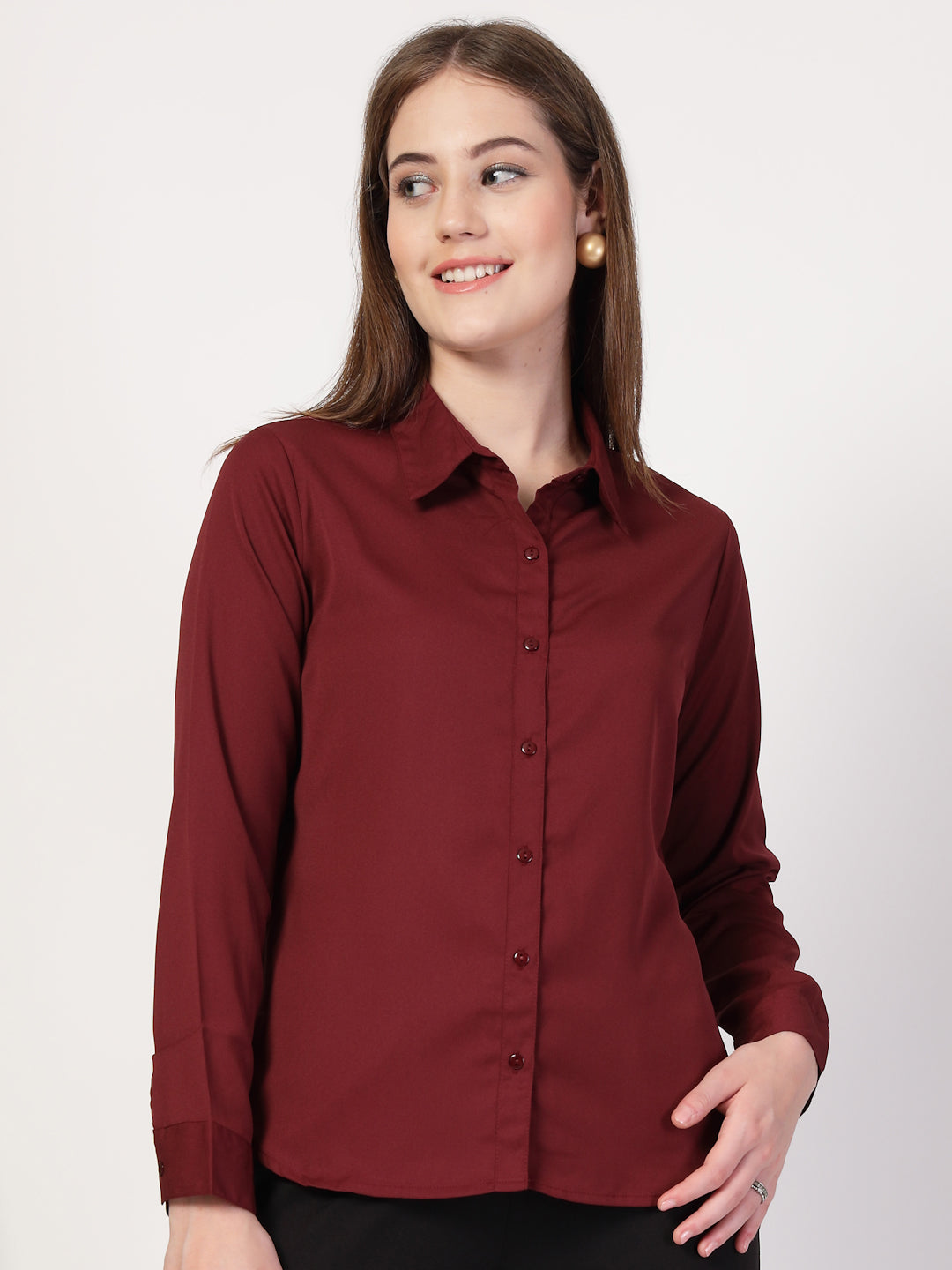 Style Quotient Women Maroon formal shirt