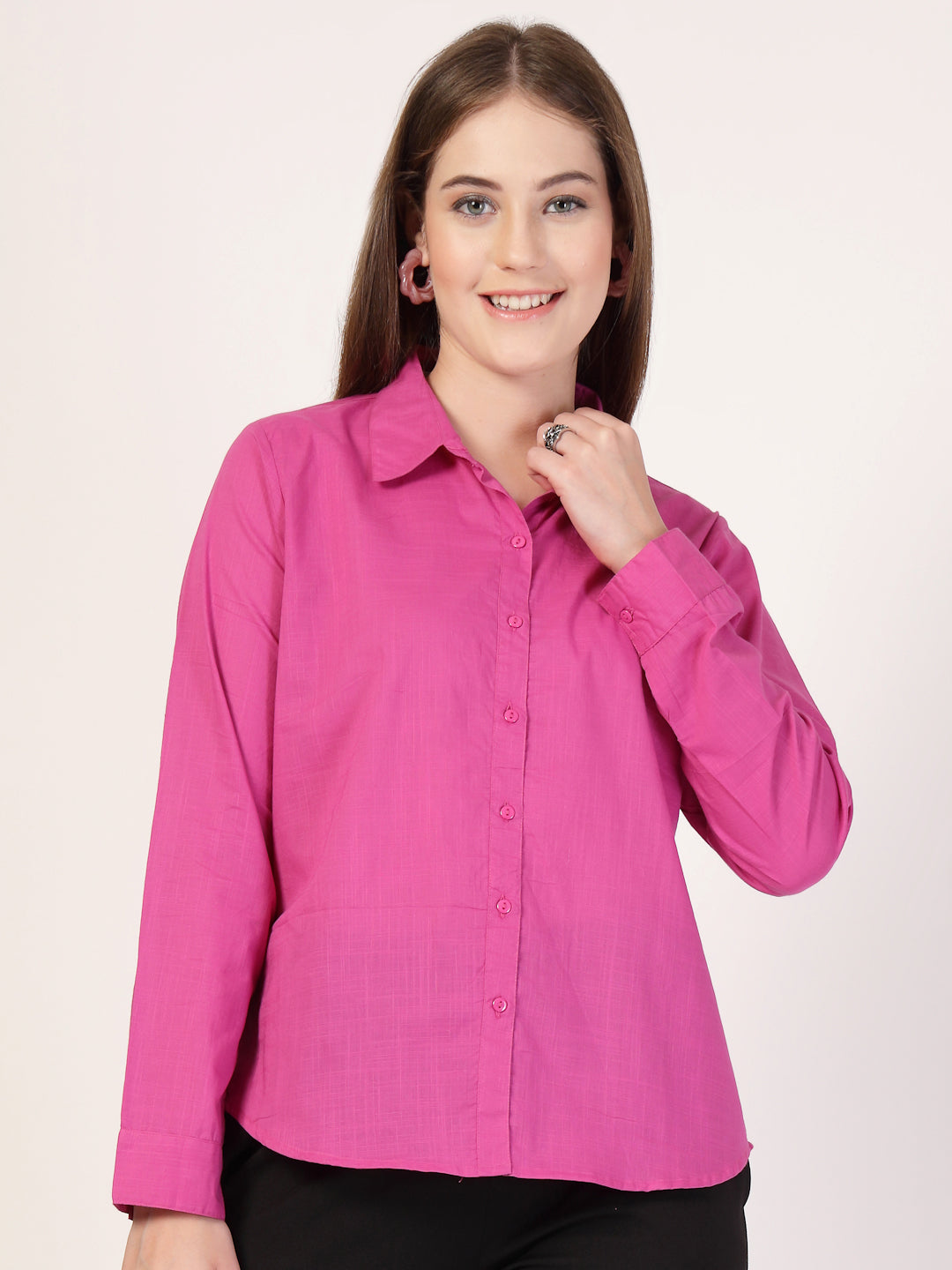 Style Quotient Women Solid Cotton Formal Shirt