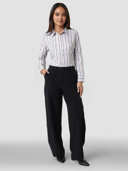 Style Quotient Women Nude Multi Stripe Printed Formal Polyester Shirt