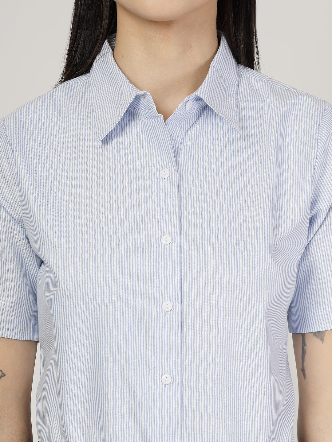 Style Quotient Women Blue White Shirt