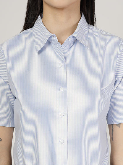 Style Quotient Women Blue White Shirt