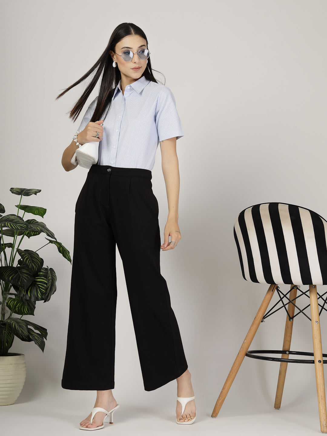 Style Quotient Women Blue White Shirt