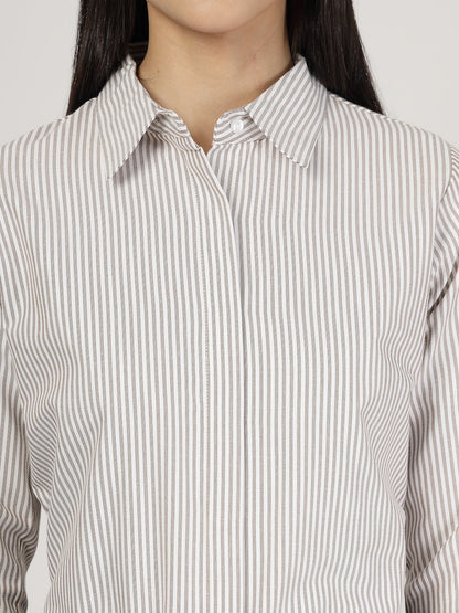 Style Quotient Women Brown white Shirt