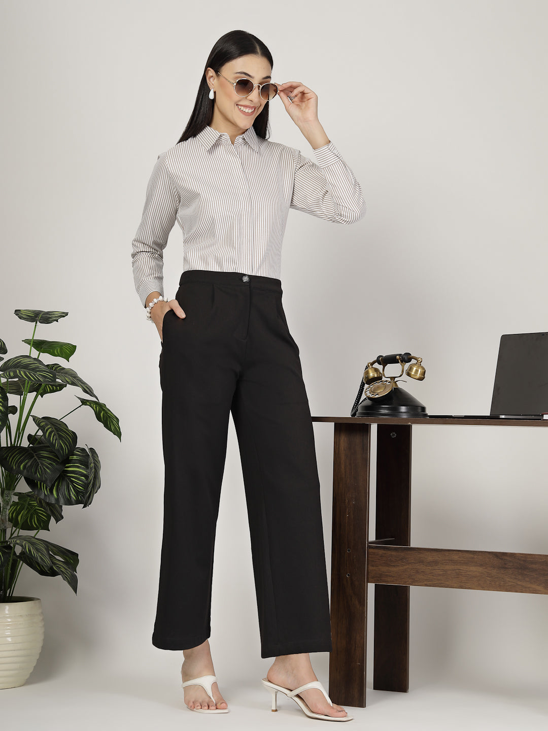 Style Quotient Women Brown white Shirt