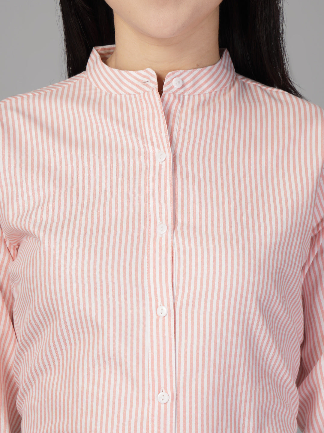 Style Quotient Women Peach and White Stripe Formal Shirt