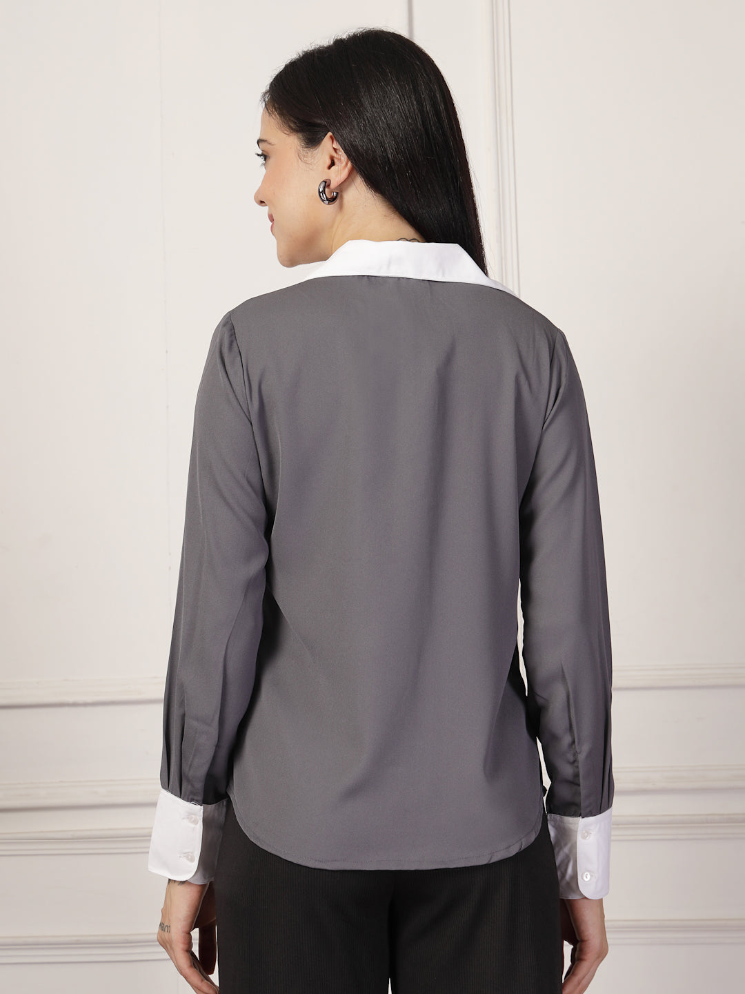 Style Quotient Women Grey formal shStyle Quotient Women Grey formal shirtirt