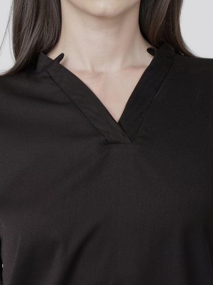 Style Quotient Women Solid Black Polymoss Formal Top