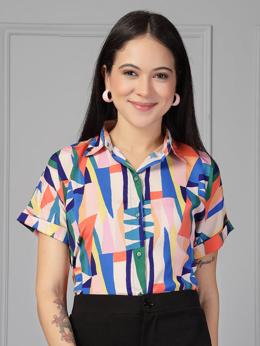 Style Quotient Women Multi Printed Regular Fit Semi Formal Polyester Shirt