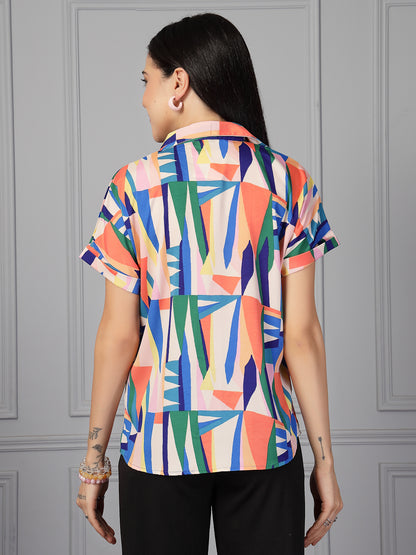 Style Quotient Women Multi Printed Regular Fit Semi Formal Polyester Shirt