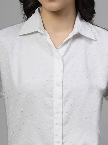 Style Quotient Women White Swiss Polymoss Formal Shirt