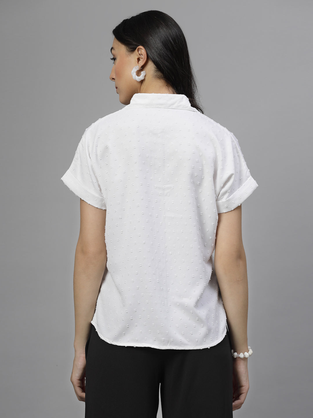 Style Quotient Women White Swiss Polymoss Formal Shirt