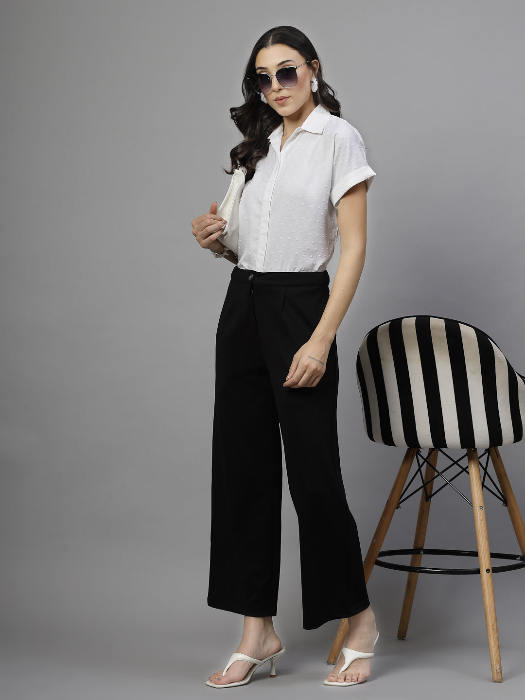 Style Quotient Women White Swiss Polymoss Formal Shirt