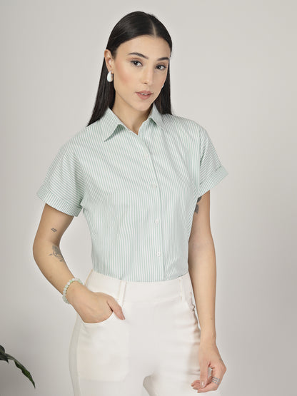 Style Quotient Women Green white Shirt