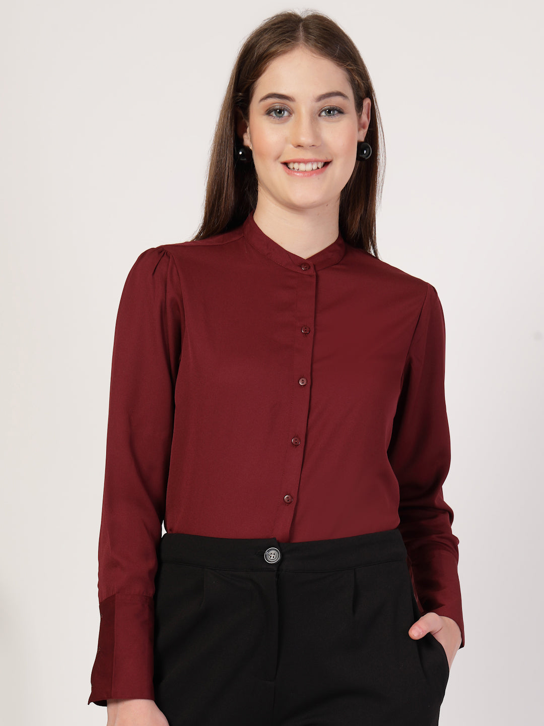 Style Quotient Women Maroon formal shirt