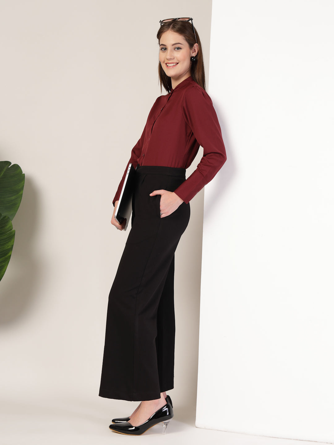 Style Quotient Women Maroon formal shirt