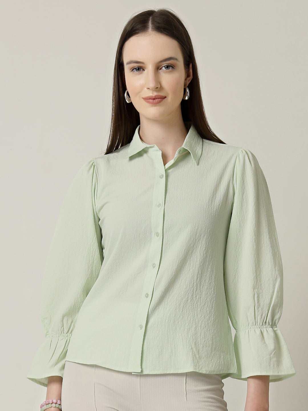 Style Quotient Women Green Formal Shirt
