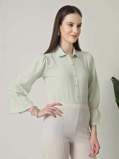Style Quotient Women Green Formal Shirt
