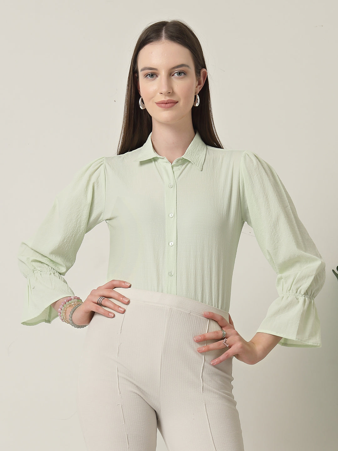 Style Quotient Women Green Formal Shirt