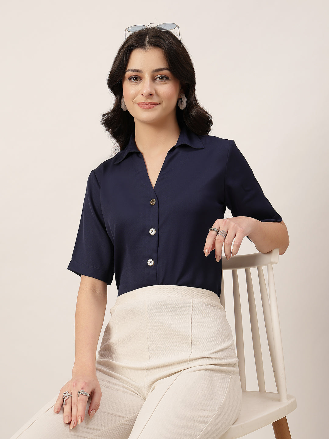 Style Quotient Women Navy Formal shirt