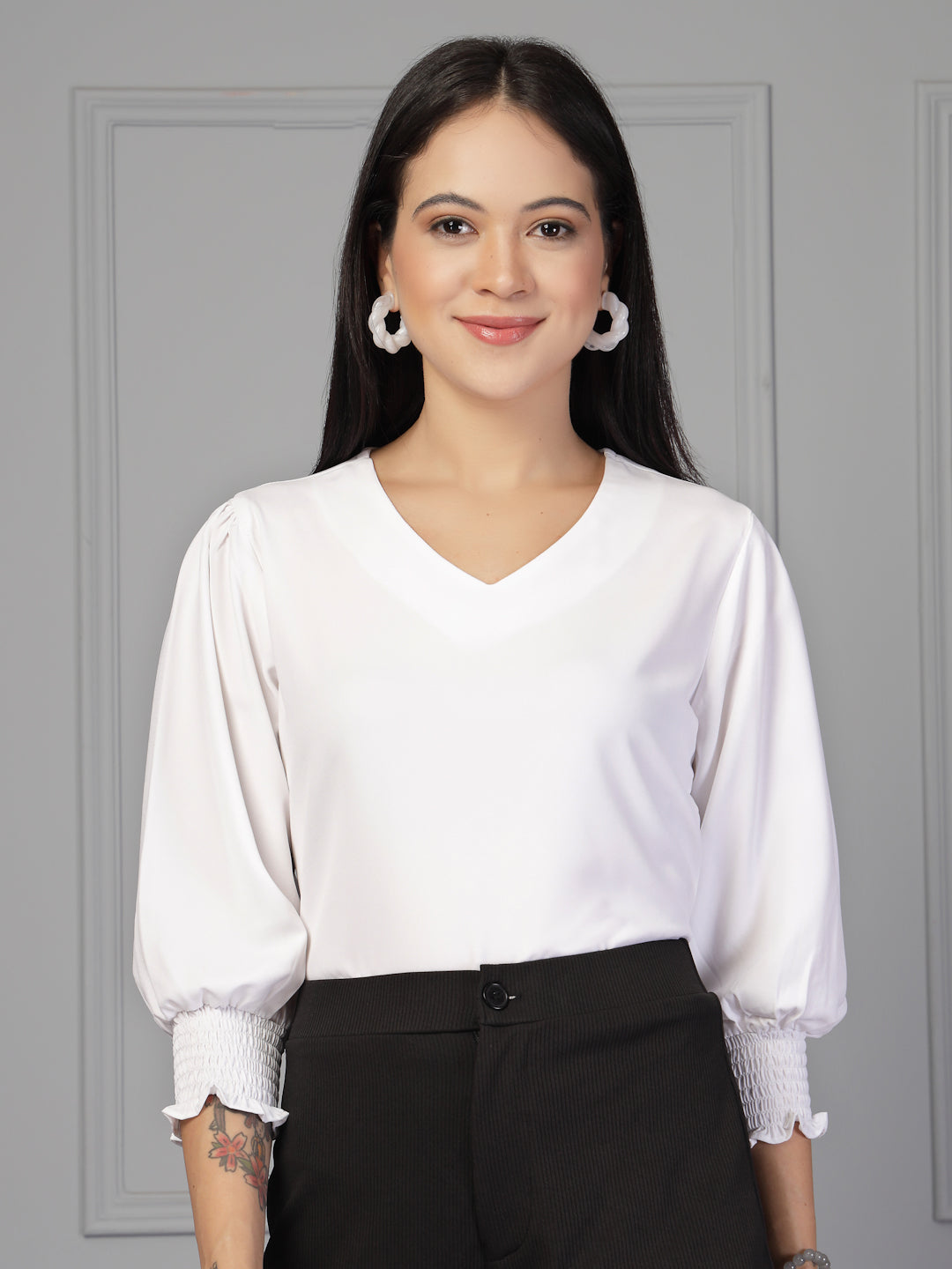 Style Quotient Women white polymoss top