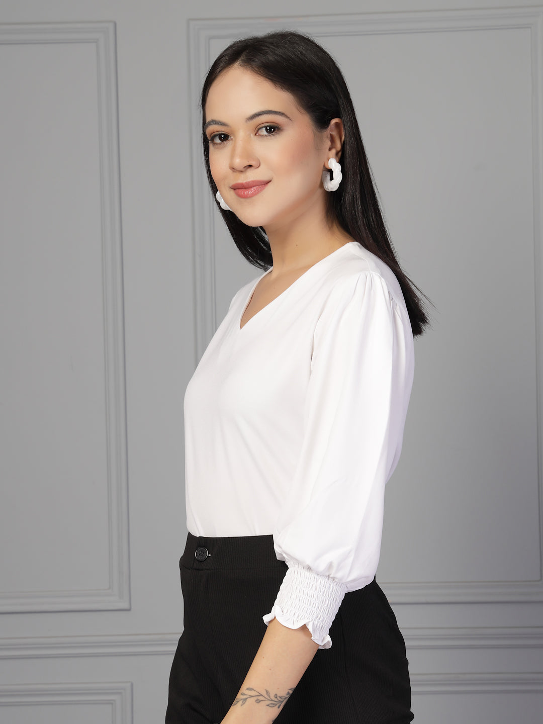 Style Quotient Women white polymoss top